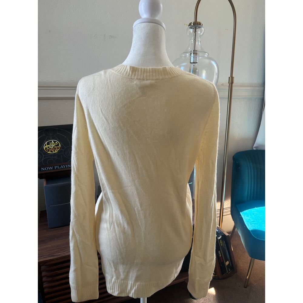 J.Crew Gustoso 100% Cashmere V Neck Sweater Women’s Medium Ivory Cream - Picture 5 of 5
